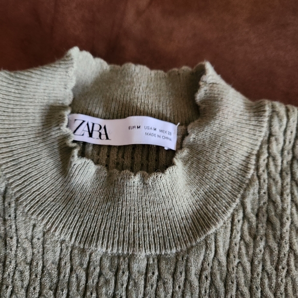 ZARA Co-ord Set Cable Knit Midi Skirt and Top in Green - Picture 3 of 5